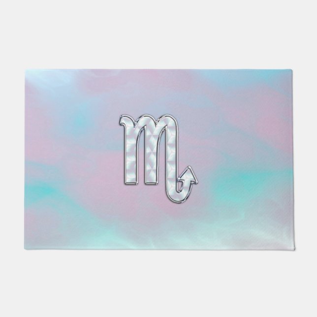 Scorpio Symbol in Mother of Pearl Style Decor Doormat (Front)
