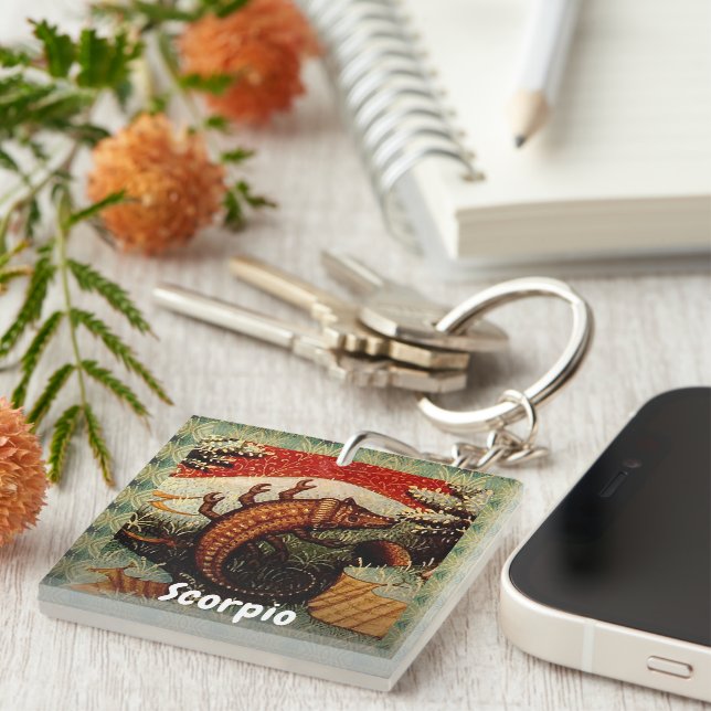 Scorpio the Scorpion Zodiac Sign Birthday Key Ring (Front Right)
