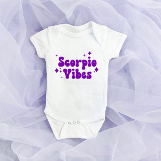 Scorpio Vibes Zodiac Astrology Purple Stars Baby Bodysuit