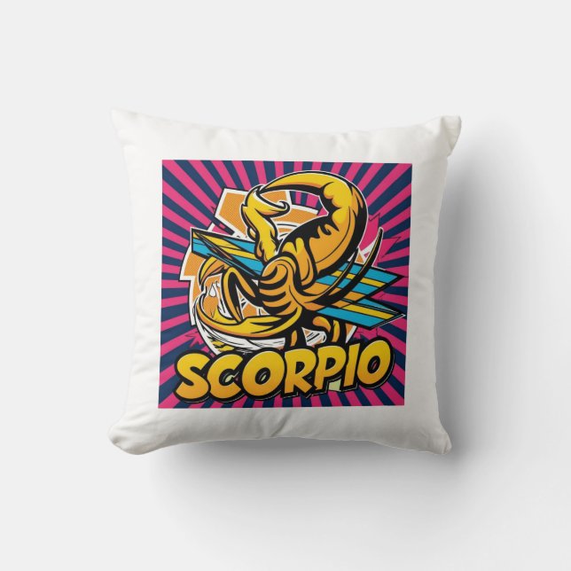 Scorpio Vibes Zodiac Design (Comic Style) Cushion (Front)