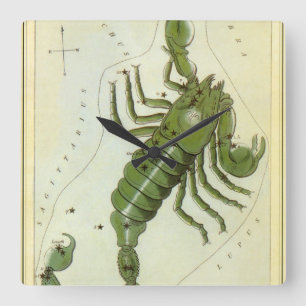 Scorpio, Vintage Constellation Urania's Mirror Square Wall Clock