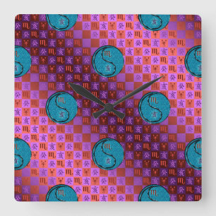 Scorpio & Water Boar Square Wall Clock