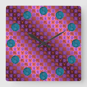 Scorpio & Water Boar Square Wall Clock