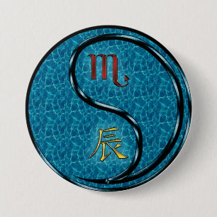Scorpio & Water Dragon 7.5 Cm Round Badge