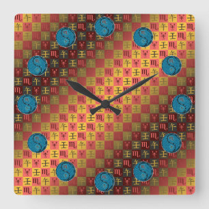 Scorpio & Water Horse Square Wall Clock