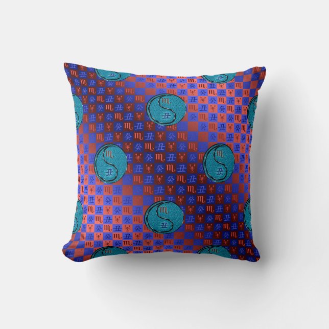 Scorpio & Water Ox Throw Pillow (Front)