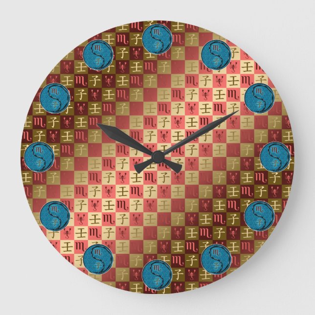 Scorpio & Water Rat Large Clock (Front)