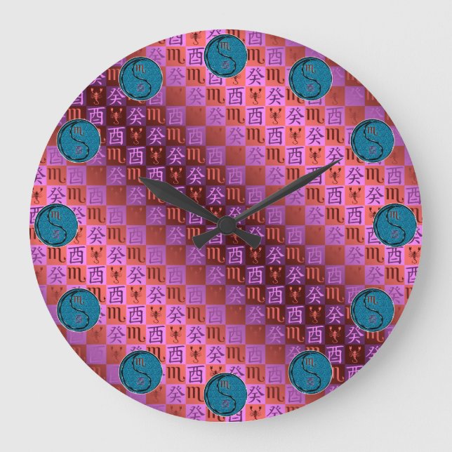 Scorpio & Water Rooster Large Clock (Front)