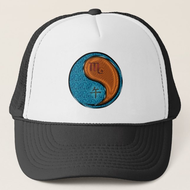 Scorpio & Wood Horse Trucker Hat (Front)