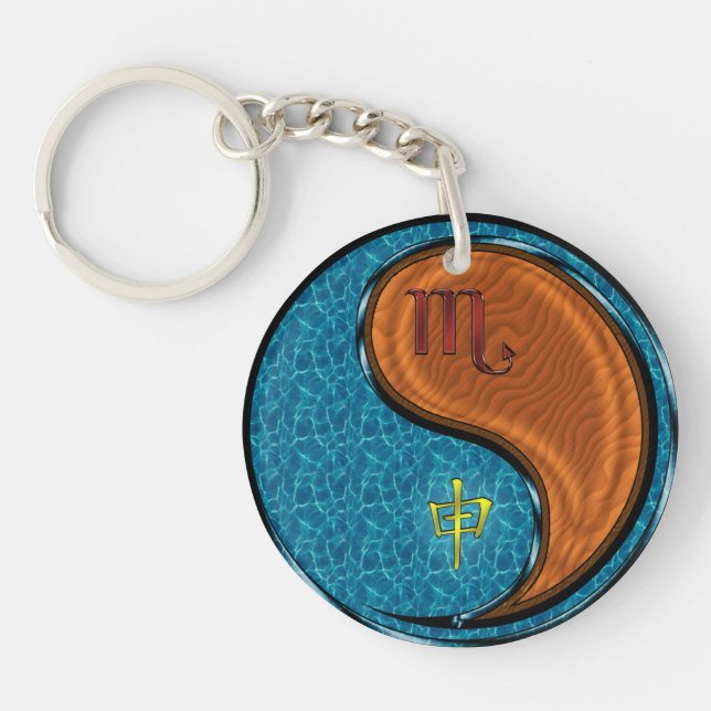 Scorpio & Wood Monkey Key Ring (Front)