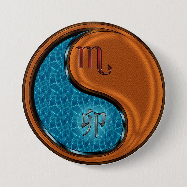 Scorpio & Wood Rabbit 7.5 Cm Round Badge (Front)