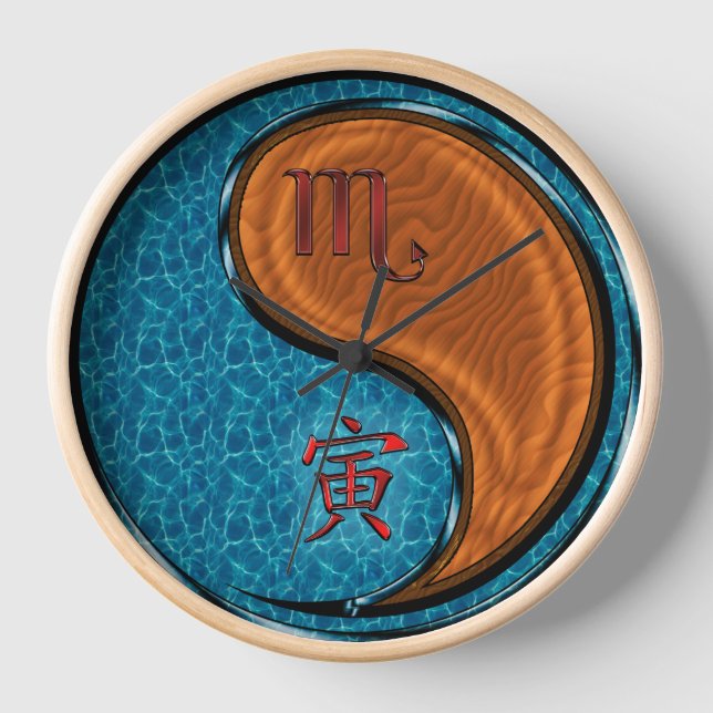 Scorpio & Wood Tiger Clock (Front)