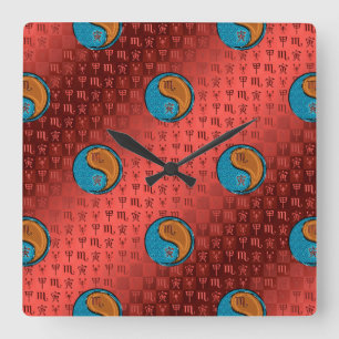 Scorpio & Wood Tiger Square Wall Clock