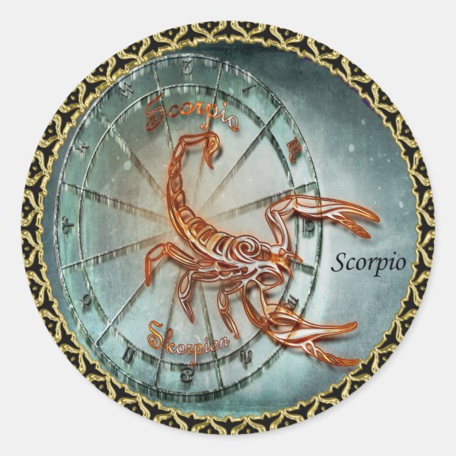 Scorpio Zodiac Astrology design Classic Round Sticker (Front)