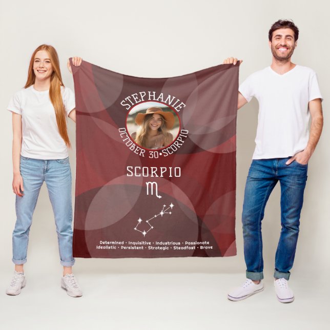 Scorpio Zodiac Astrology Photo Custom Birthdate Fleece Blanket (In Situ)