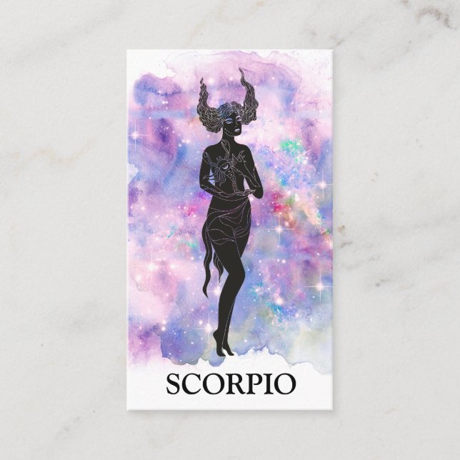 *~* SCORPIO Zodiac Astrology Readings Blue Pink  Business Card (Front)