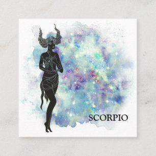 *~* SCORPIO Zodiac Astrology Readings Teal + Blue Square Business Card