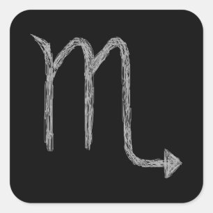 Scorpio. Zodiac Astrology Sign. Black. Square Sticker
