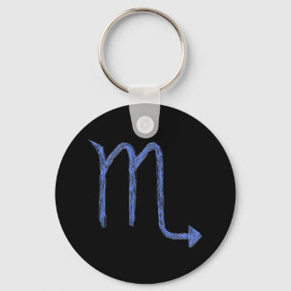 Scorpio. Zodiac Astrology Sign. Blue. Key Ring