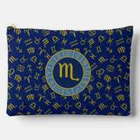 Scorpio Zodiac+Astrology Symbols Pattern Gld+Blues