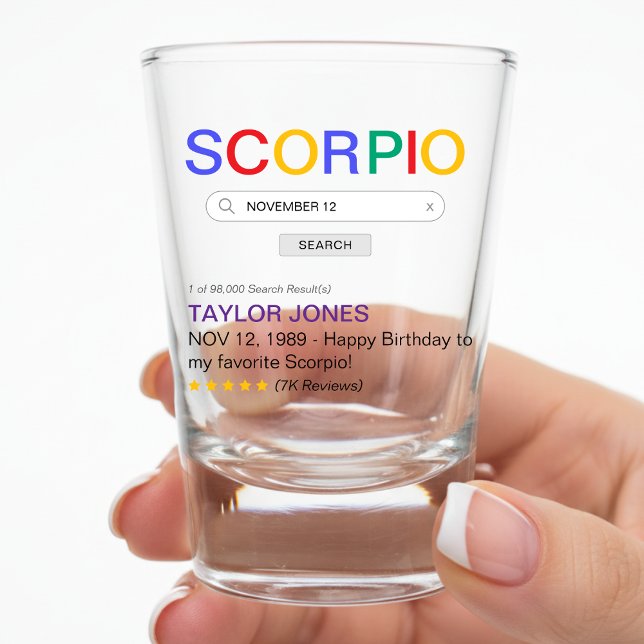Scorpio Zodiac Astrology Website Search Result Shot Glass (Scorpio Zodiac Sign Website Search Engine Result Shot Glass)