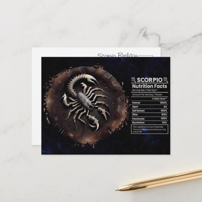 Scorpio Zodiac Birthday Postcard (Front/Back In Situ)