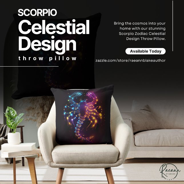 Scorpio Zodiac Celestial Design Throw Pillow (Creator Uploaded)