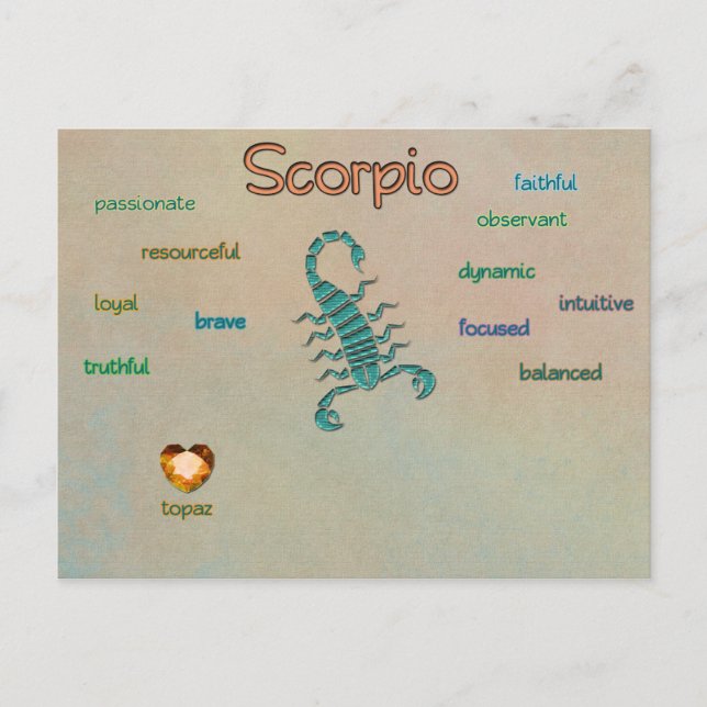 Scorpio zodiac characteristics postcard (Front)