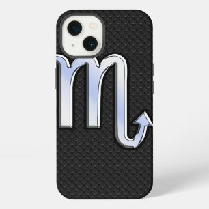 Scorpio Zodiac chrome like on black snake skin iPhone Case