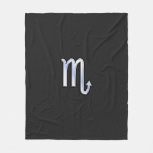 Scorpio Zodiac Chrome Like on Snake Skin Style Fleece Blanket
