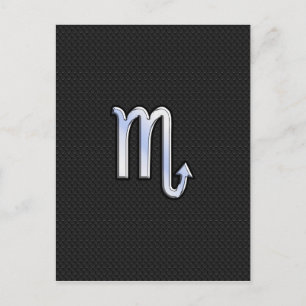 Scorpio Zodiac chrome like Sign black snake skin Postcard