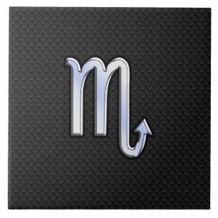 Scorpio Zodiac Chrome Like Symbol Black Snake Deco Ceramic Tile