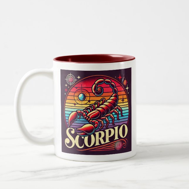 Scorpio Zodiac Coffee Mug Retro Design (Left)