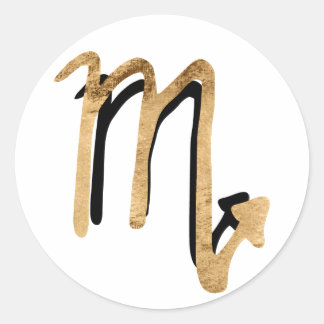 Scorpio zodiac constellation black gold symbol classic round sticker