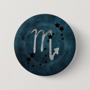 Scorpio zodiac constellation black & silver 6 cm round badge