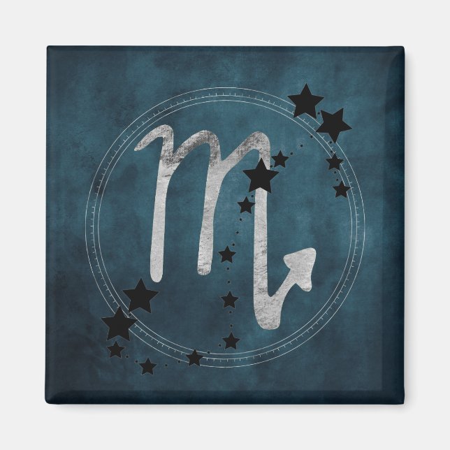 Scorpio zodiac constellation black & silver  magnet (Front)