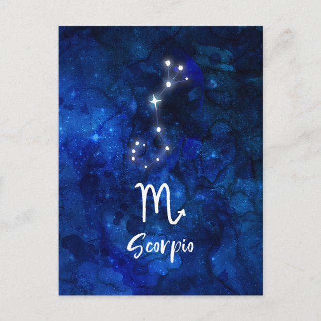 Scorpio Zodiac Constellation Blue Galaxy Celestial Postcard (Front)