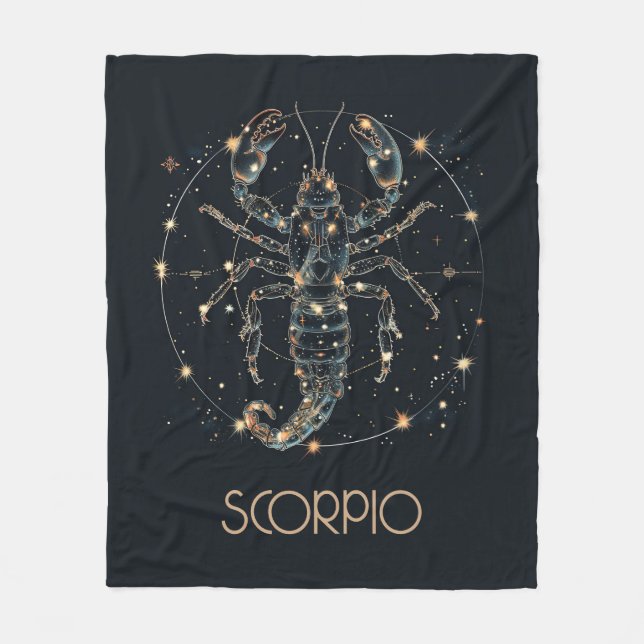 Scorpio Zodiac Constellation Fleece Blanket (Front)
