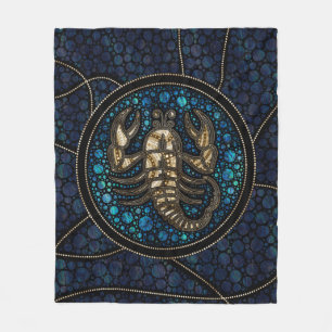 Scorpio Zodiac Dot Art Style Abalone Gold Fleece Blanket