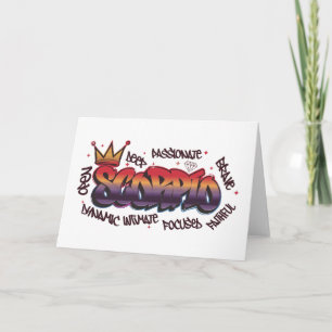 Scorpio zodiac graffiti card