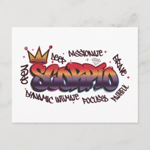 Scorpio zodiac graffiti postcard