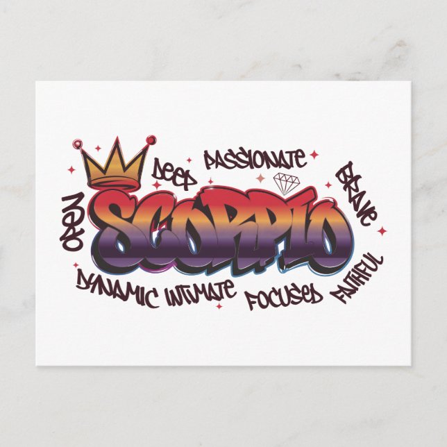 Scorpio zodiac graffiti postcard (Front)