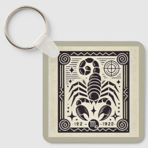 Scorpio Zodiac Keychain Retro Black and White