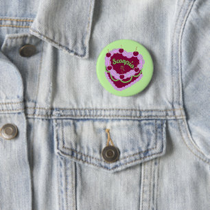 Scorpio Zodiac Pastel Heart Birthday Cake 6 Cm Round Badge