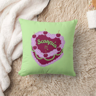 Scorpio Zodiac Pastel Heart Birthday Cake Cushion