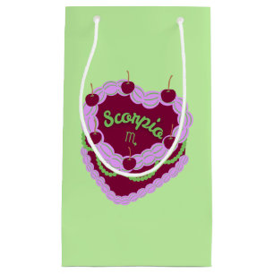 Scorpio Zodiac Pastel Heart Birthday Cake Small Gift Bag