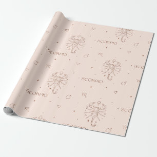 Scorpio Zodiac Pattern in Brown and Burgundy Wrapping Paper