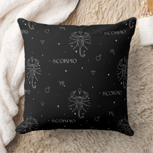 Scorpio Zodiac Pattern in White and Black Cushion