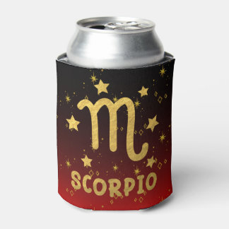 Scorpio Zodiac Red and Gold Can Cooler