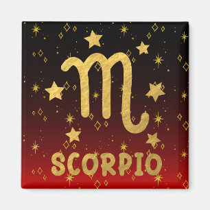 Scorpio Zodiac Red and Gold Magnet